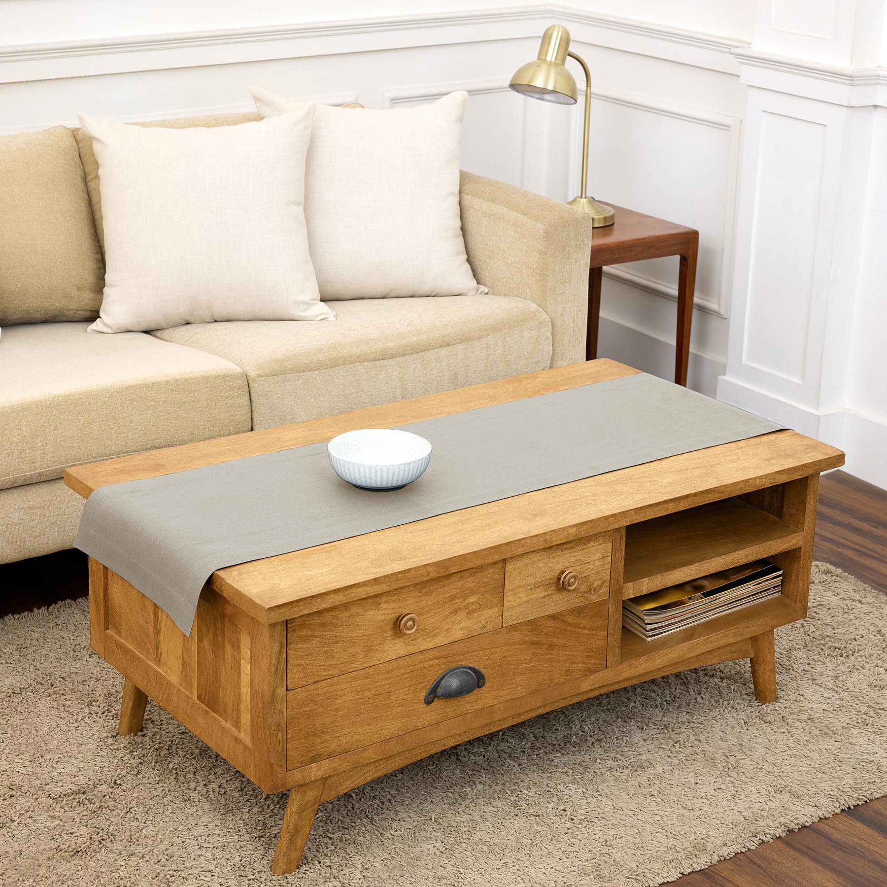 Solino Home Linen Natural Table Runner 72 Inches Long - 100% Pure Linen Dining Table Runner 14 x 72 Inch for Summer - Fete