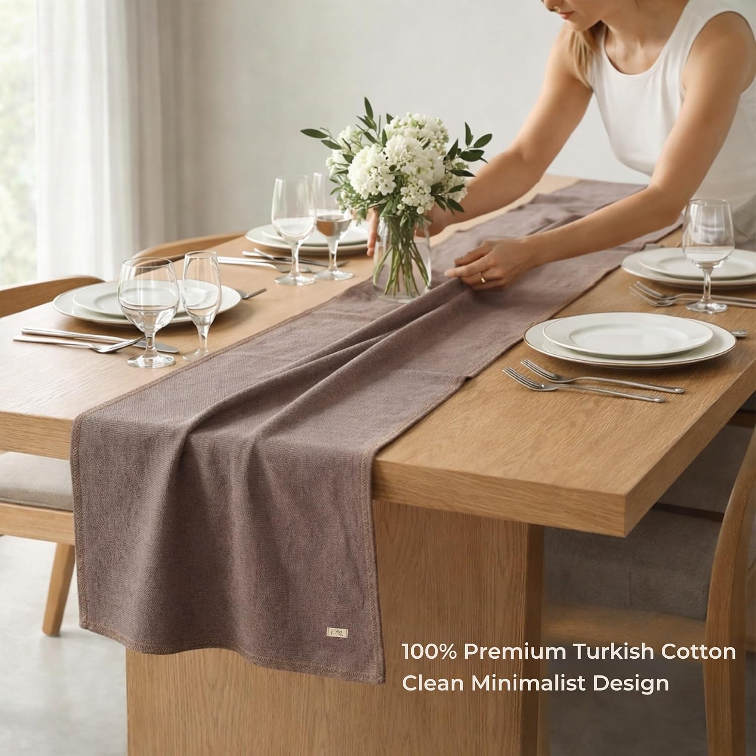 Odin 100% Turkish Cotton Table Runner 27x70 Inch, Clean Edge, Oeko-TEX Certified, Machine Washable, for Dining Table, Farmhouse and Holiday Decor