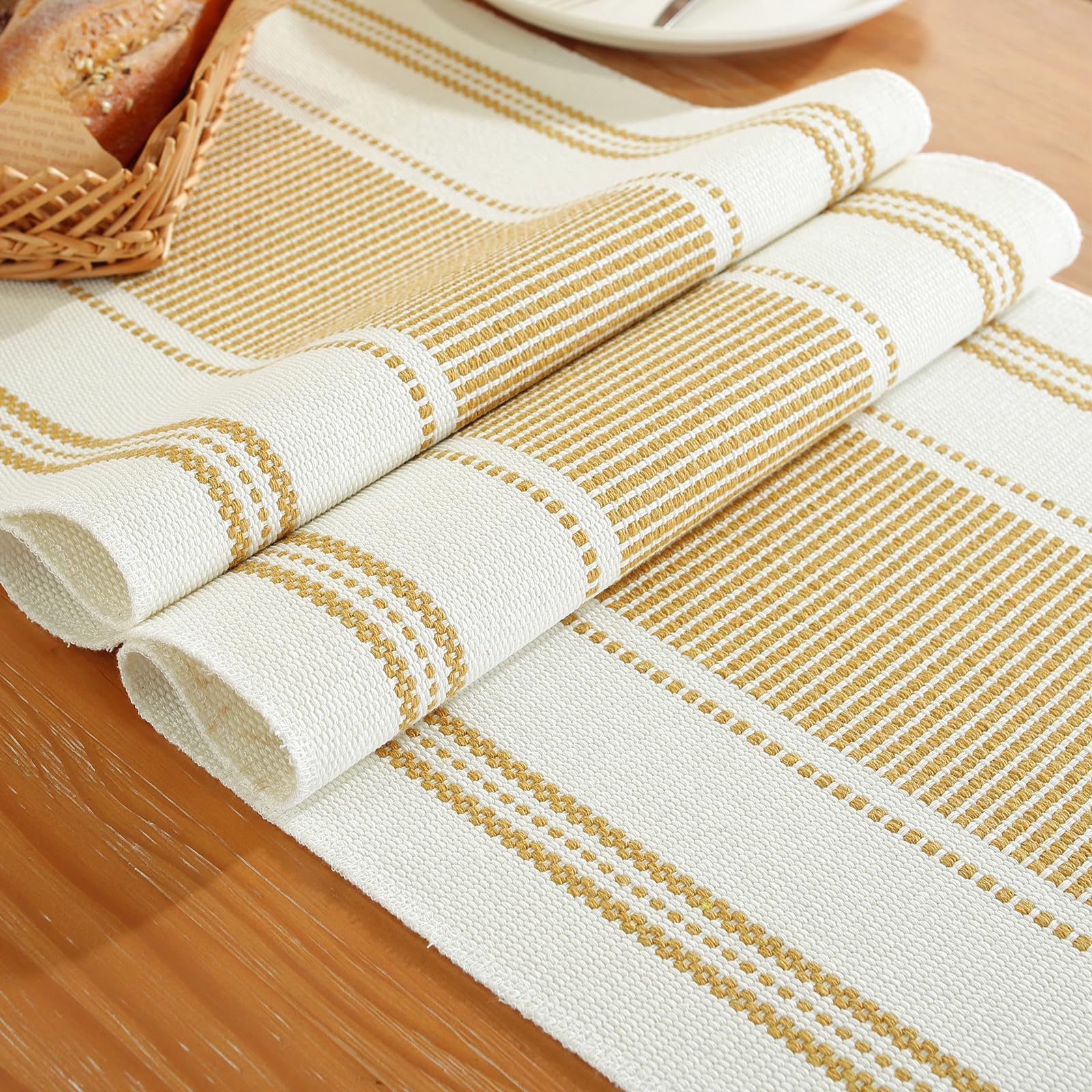 Niviy Boho Table Runner for Home Decor 144 Inches Long Farmhouse Macrame Table Runner Cotton Linen Woven Table Runners for Summer Dining Table Decoration, Beige & Brown