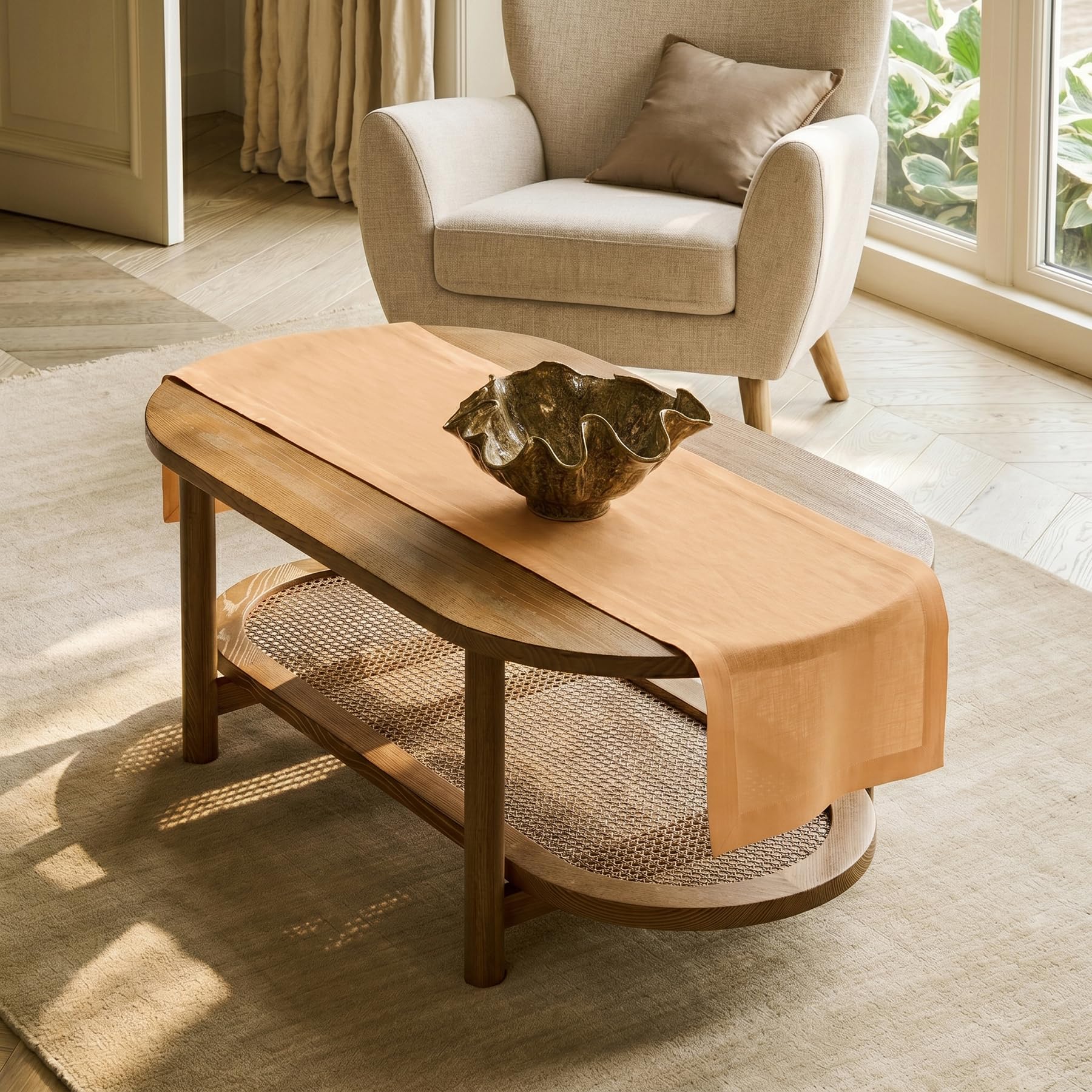 Solino Home Linen Natural Table Runner 72 Inches Long - 100% Pure Linen Dining Table Runner 14 x 72 Inch for Summer - Fete