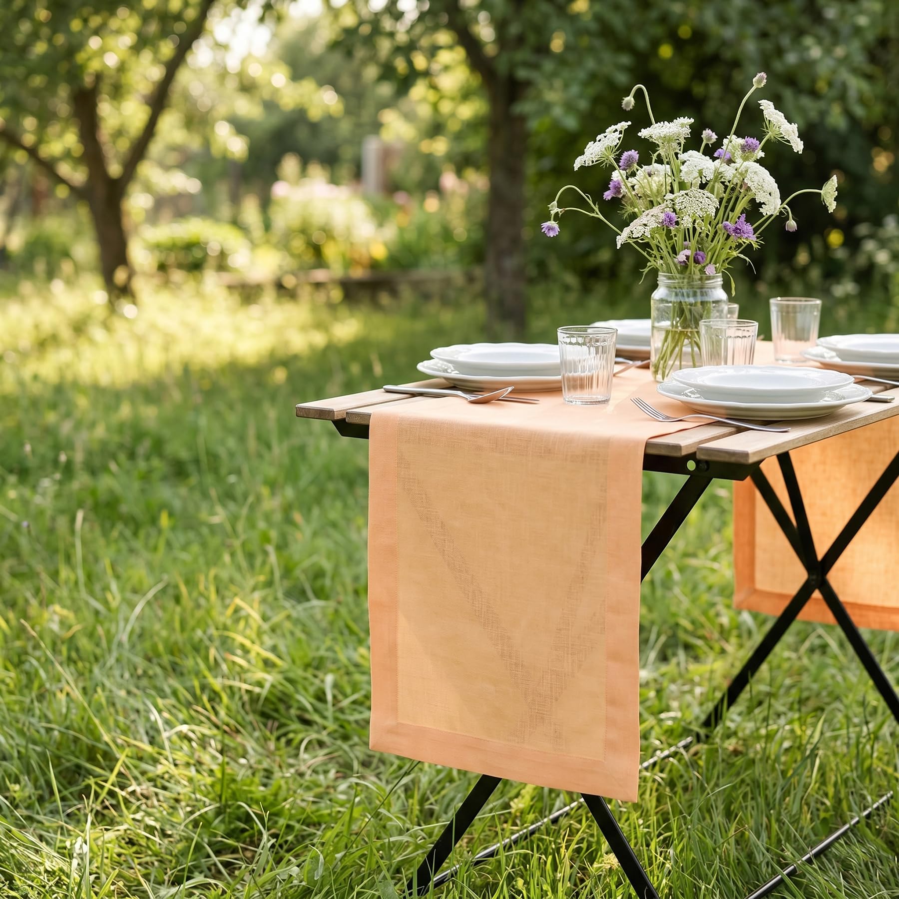 Solino Home Linen Natural Table Runner 72 Inches Long - 100% Pure Linen Dining Table Runner 14 x 72 Inch for Summer - Fete