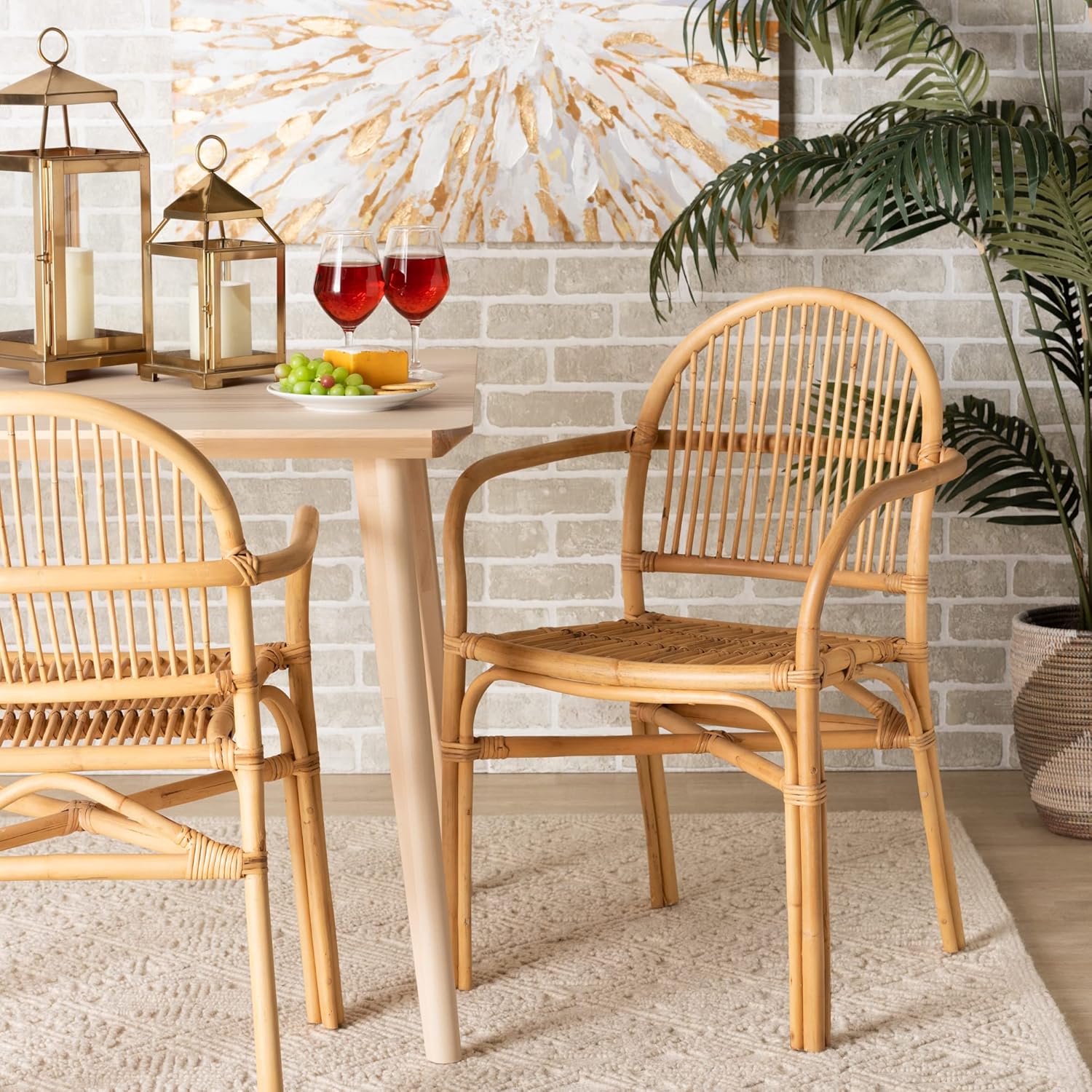 bali & pari Tugera Modern Bohemian Natural Rattan Dining Chair