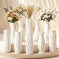 10-Pack 8 Inch Matte White Minimalist Ceramic Vases Bulk for Home Decor, Weddings, Pampas Grass and DIY Crafts