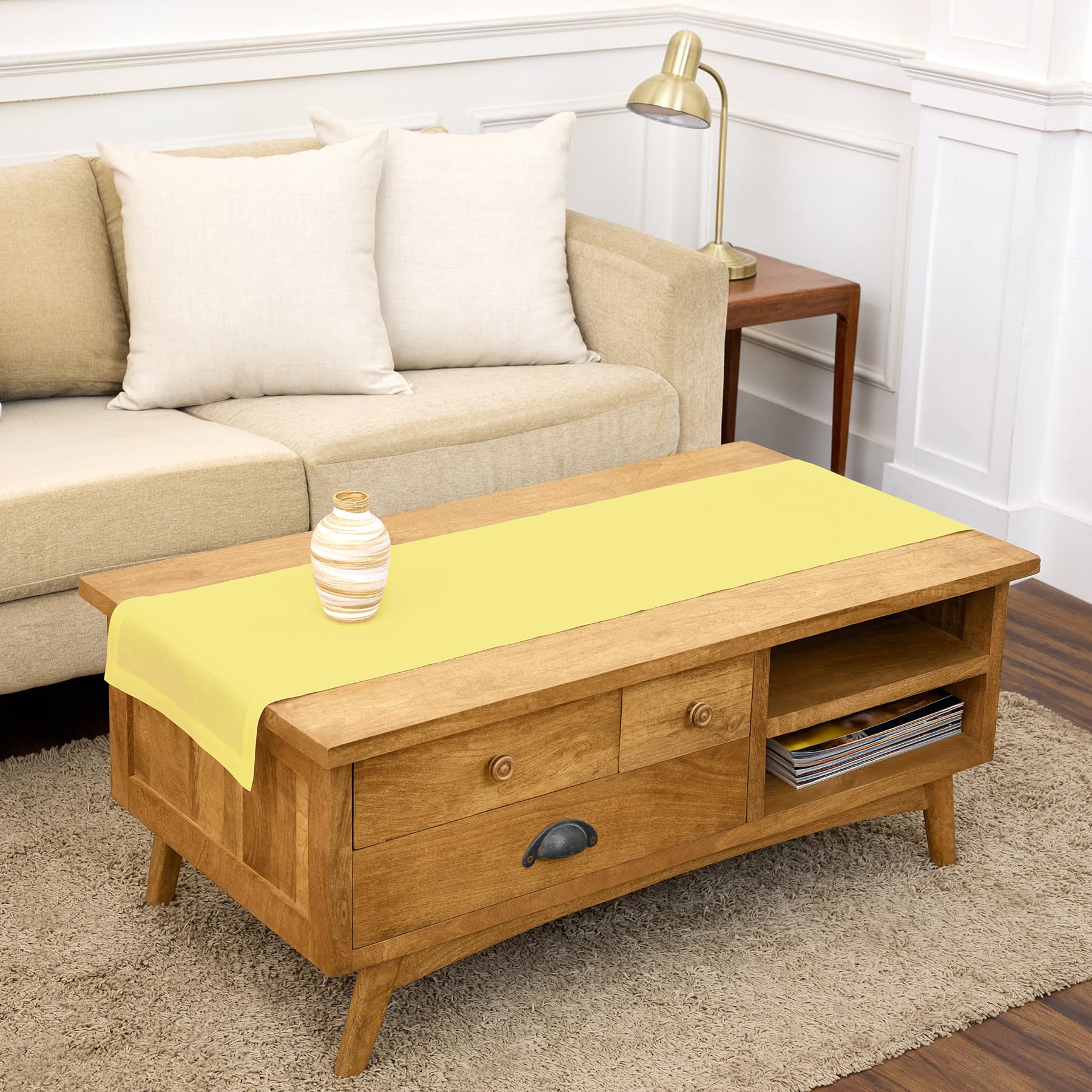 Solino Home Linen Natural Table Runner 72 Inches Long - 100% Pure Linen Dining Table Runner 14 x 72 Inch for Summer - Fete