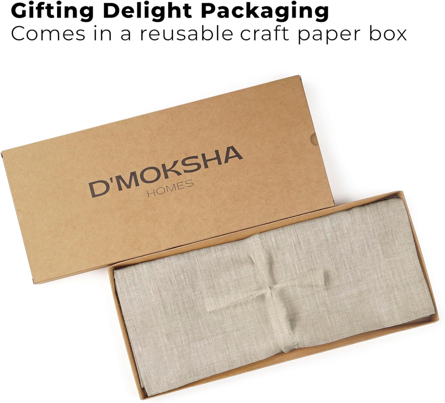 Classic Linen™ by D'Moksha Natural Table Runner 108 Inches Long, 100% Pure Linen, 14 x 108 Inch Table Runner for Dresser, Dining- Summer, Father's Day