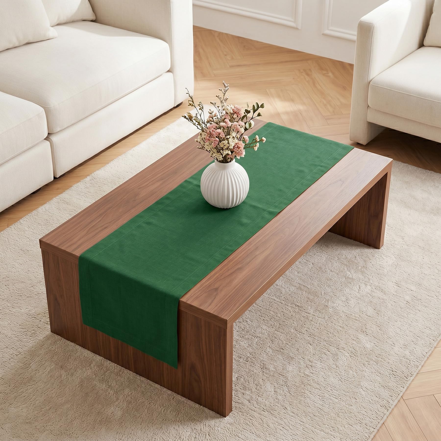 Solino Home Linen Natural Table Runner 72 Inches Long - 100% Pure Linen Dining Table Runner 14 x 72 Inch for Summer - Fete