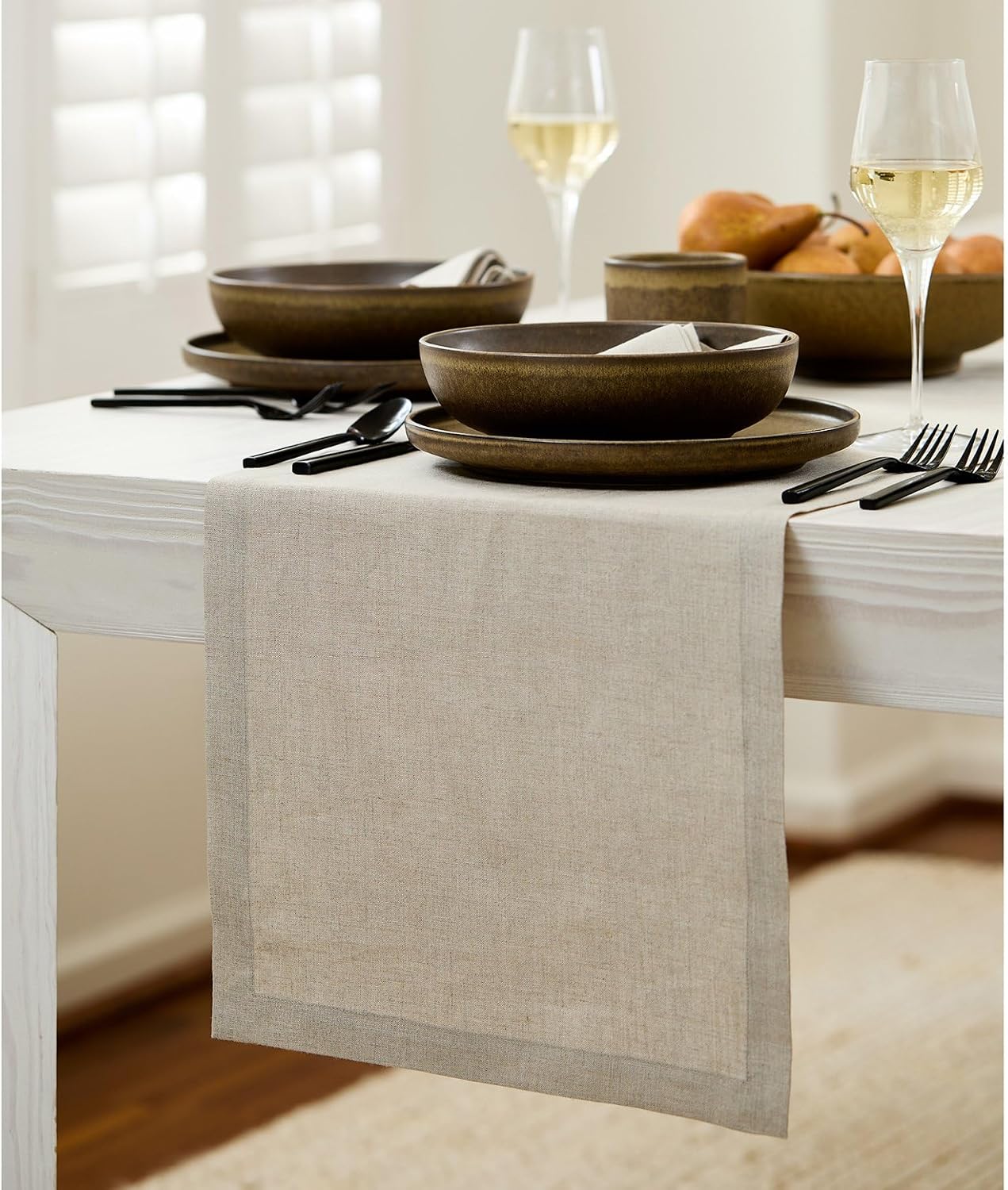 Solino Home Linen Natural Table Runner 72 Inches Long - 100% Pure Linen Dining Table Runner 14 x 72 Inch for Summer - Fete