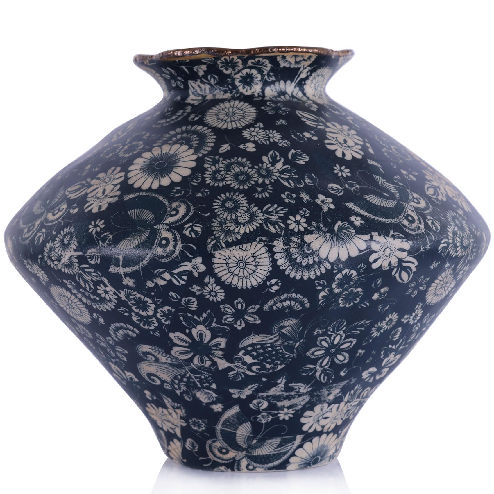 Wabi Sabi Rusty Vintage Vase, 6.3" Tall Wabi Sabi Decor Rustic Farmhouse Pottery Vase for Centerpiece, Textured Pottery Flower Vases for Home Decorative, Table, Living Room, Bedroom, Bathroom, Kitchen