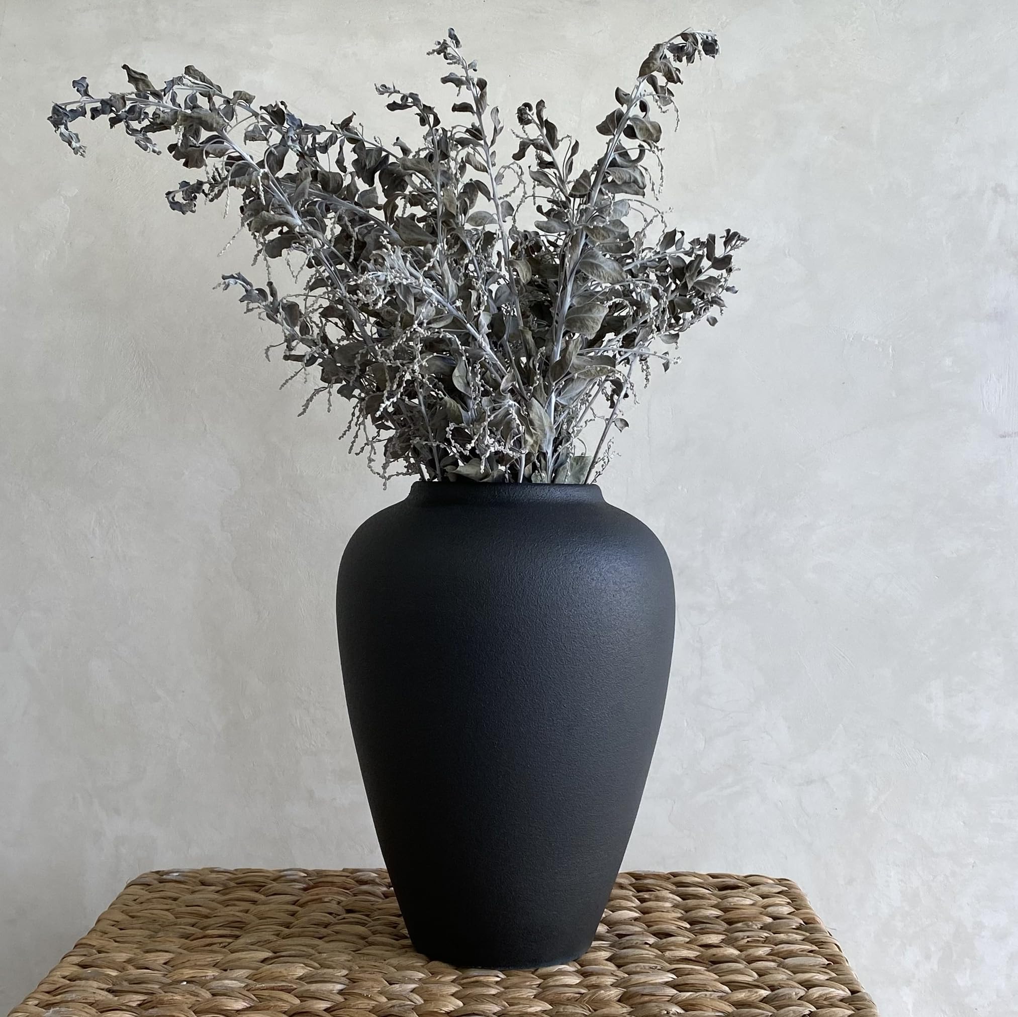 Ceramic Vase, White Color, Modern Minimalist Textured Vase for Home Decor, Bookshelf & Coffee Table Decor (White Short)