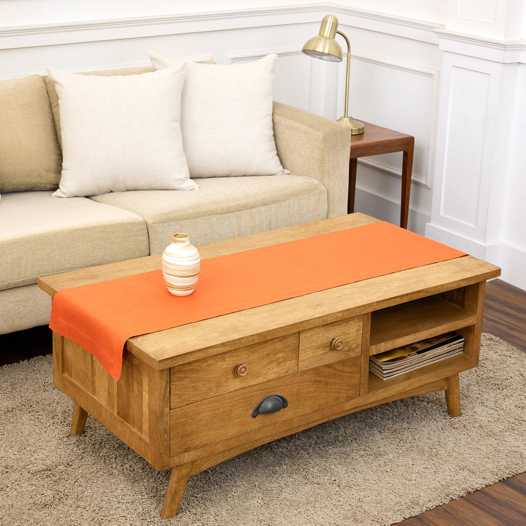 Solino Home Linen Natural Table Runner 72 Inches Long - 100% Pure Linen Dining Table Runner 14 x 72 Inch for Summer - Fete