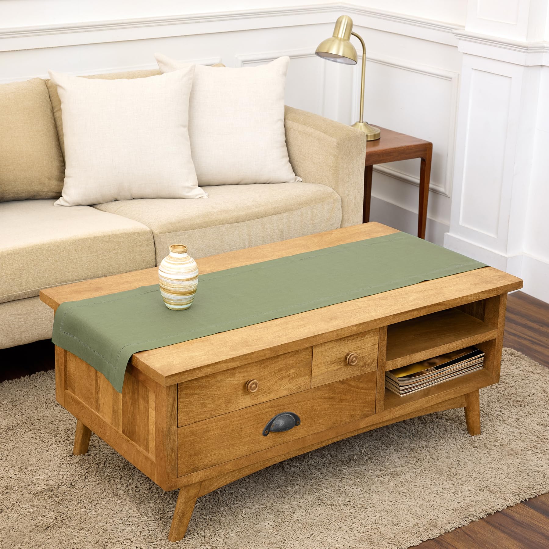Solino Home Linen Natural Table Runner 72 Inches Long - 100% Pure Linen Dining Table Runner 14 x 72 Inch for Summer - Fete