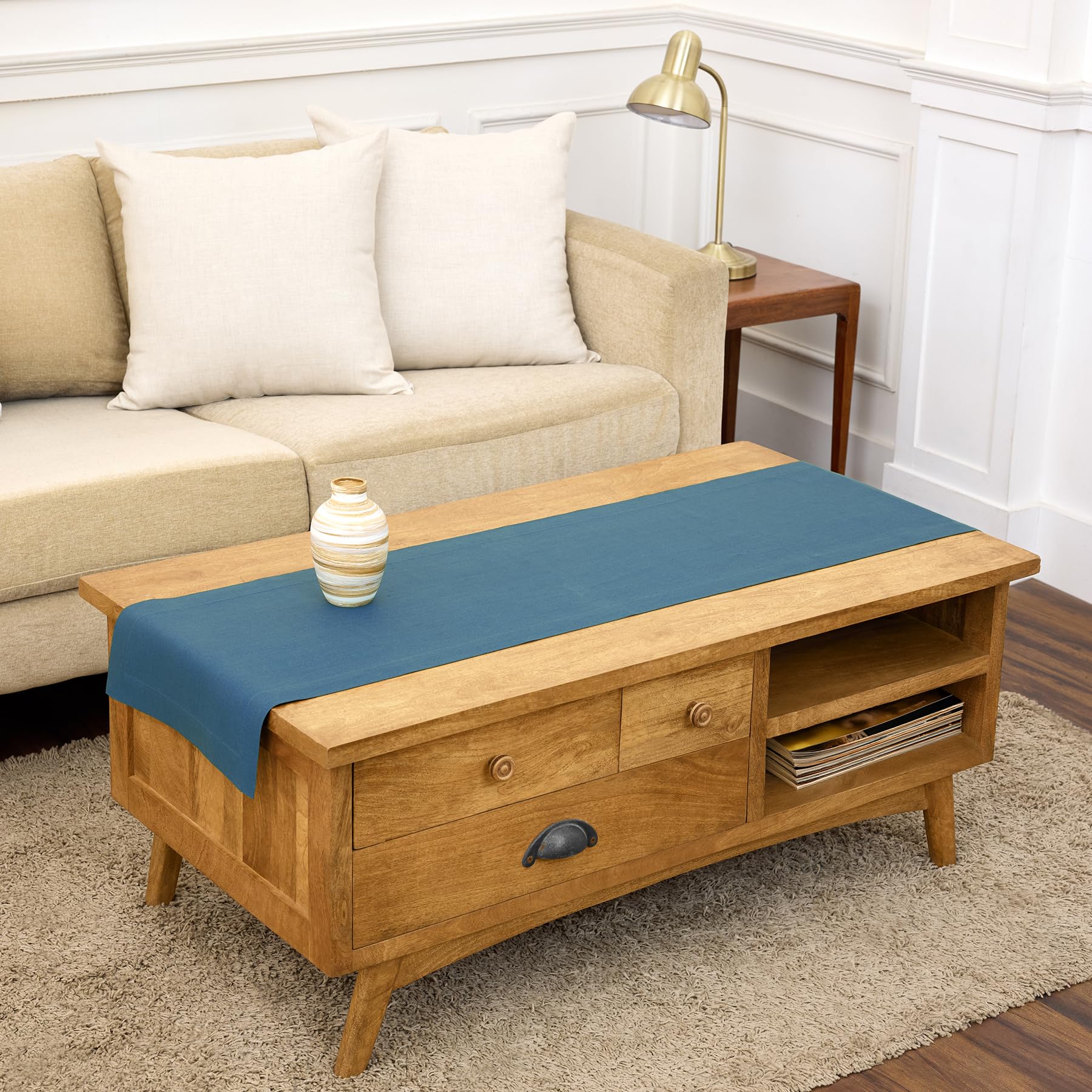 Solino Home Linen Natural Table Runner 72 Inches Long - 100% Pure Linen Dining Table Runner 14 x 72 Inch for Summer - Fete