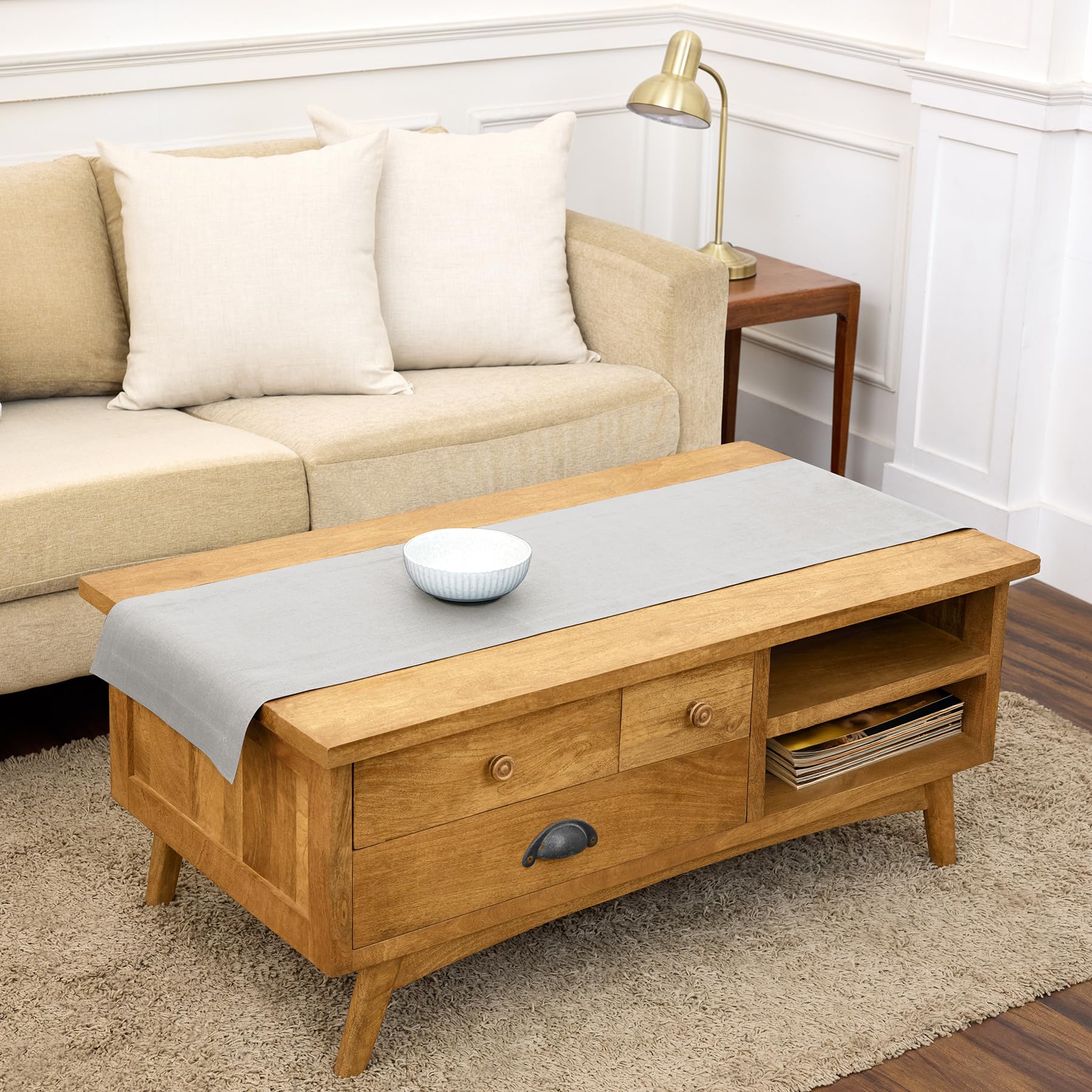 Solino Home Linen Natural Table Runner 72 Inches Long - 100% Pure Linen Dining Table Runner 14 x 72 Inch for Summer - Fete