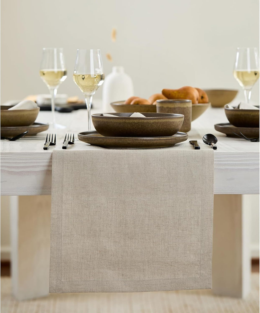 Solino Home Linen Natural Table Runner 72 Inches Long - 100% Pure Linen Dining Table Runner 14 x 72 Inch for Summer - Fete