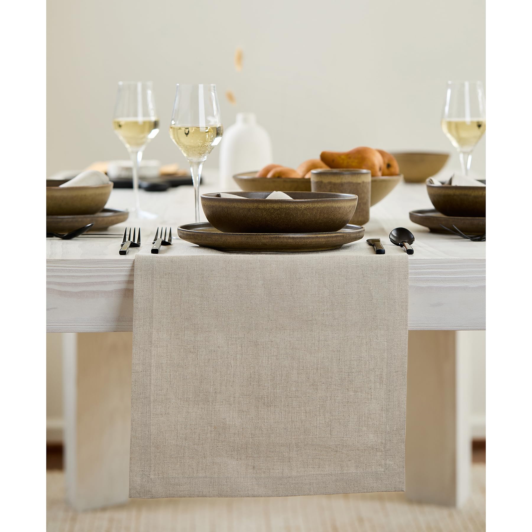 Solino Home Linen Natural Table Runner 72 Inches Long - 100% Pure Linen Dining Table Runner 14 x 72 Inch for Summer - Fete