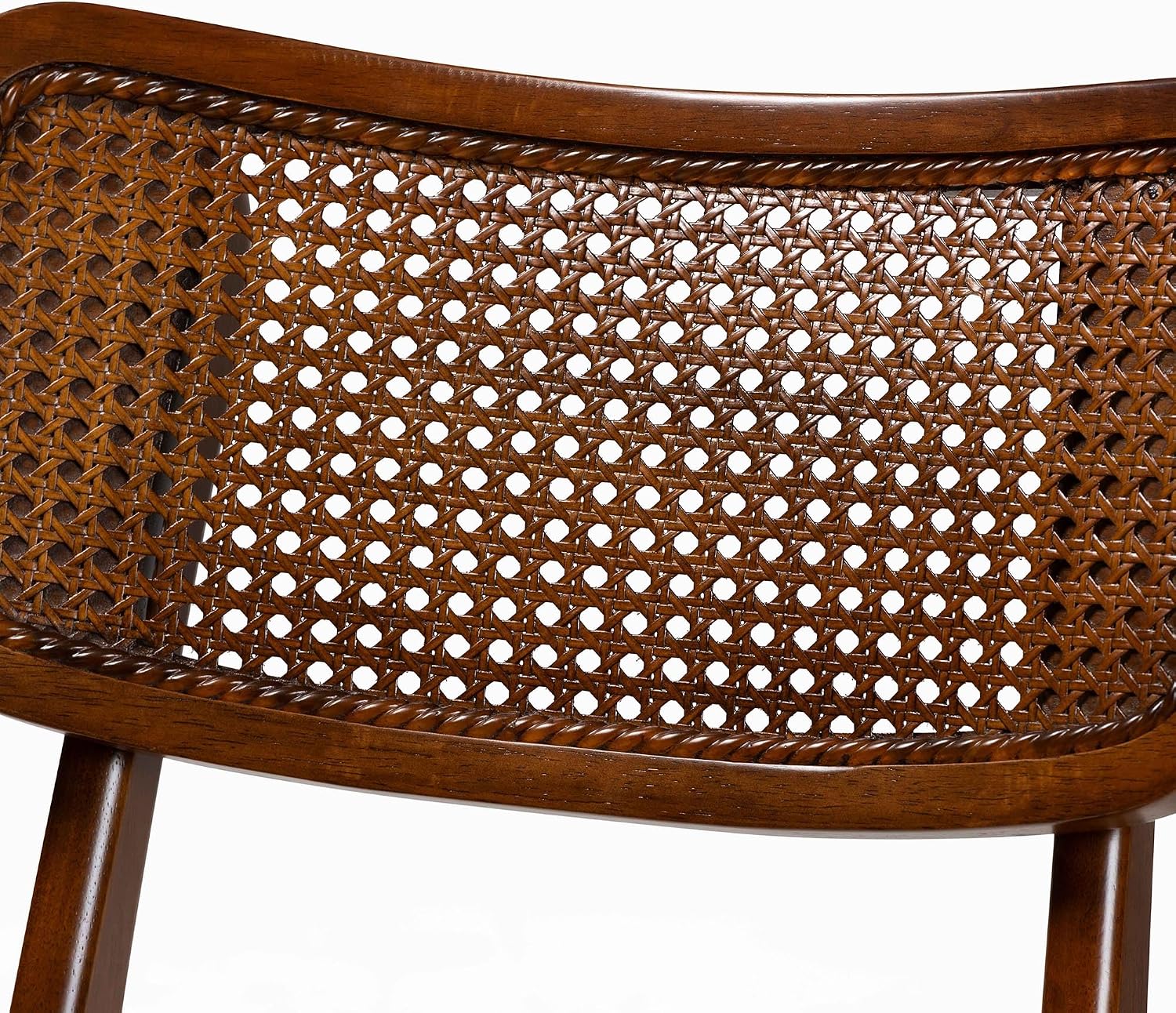 Baxton Studio Tafari Mid-Century Modern Walnut Brown Finished Wood and Rattan 2-Piece Dining Chair Set