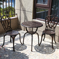 C/G 3-Piece Bistro Set - Outdoor Patio Table Set, Anti-Rust Cast Aluminum, White