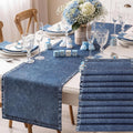 Mindsoft 10 Pcs Blue Jean Table Runners 13x72 Inches Blue Jean Baby Shower Decorations Denim Jeans Decorative Table Runners for Denim and Diamonds Bachelorette Engagement Wedding Decor Celebration